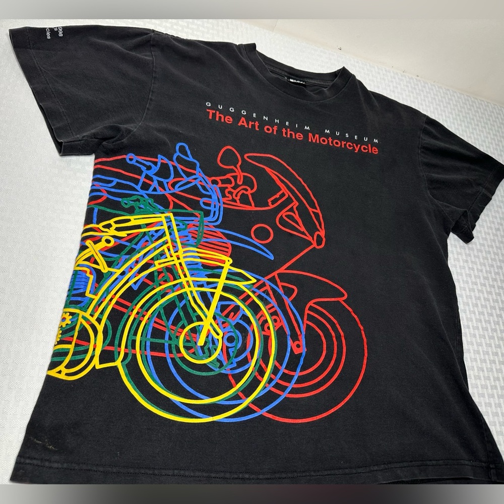Vintage BMW Shirt Mens M Boxy Guggenheim Museum Art Motorcycle 90s Biker T-shirt